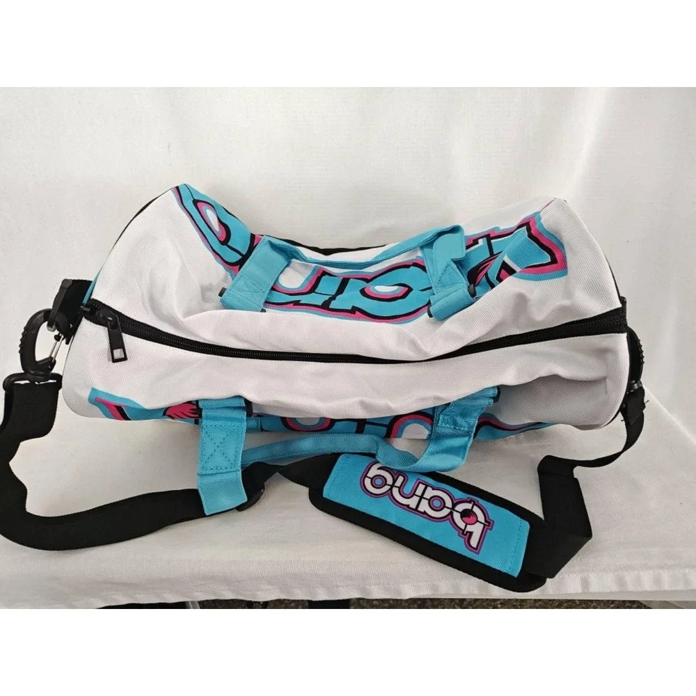 Bang Energy Drink‎ Promo Duffle Bag White Blue Pink Graphic Sporty Travel RARE!